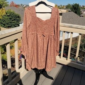 MAGNOLIA BOUTIQUE SMOCKED  FLORAL RUFFLE HEM BOHO DRESS, SZ MEDIUM